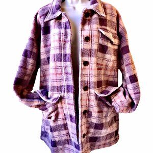 Oversized Jacket Shacket Grunge Womens Large Button Up Pockets Lined